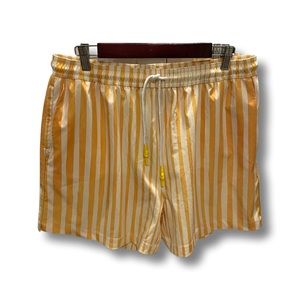 Mens Yellow Striped Cabana swim shorts size XL TOMBOLO